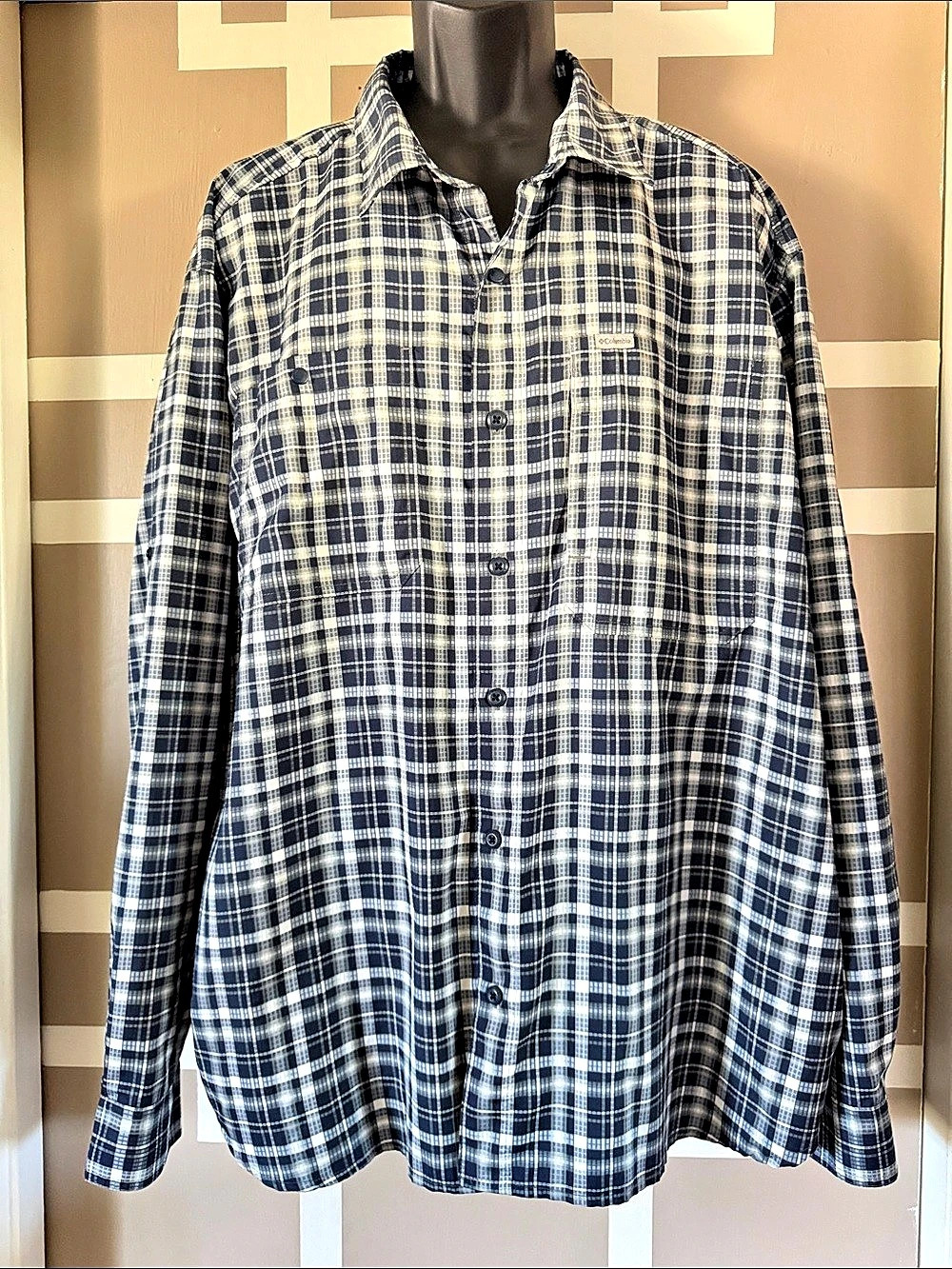 Columbia Silver Ridge Lite Utility Plaid Outdoor Shirt XXL Hiking UPF 40+